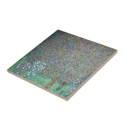 Gustav Klimt - Rosenbüsche unter den Bäumen Fliese (Seite)