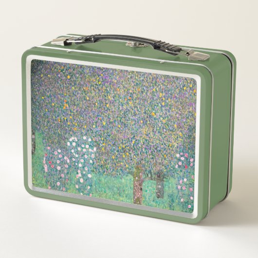 Gustav Klimt - Rosenbüsche unter den Bäumen Metall Brotdose (Rückseite)