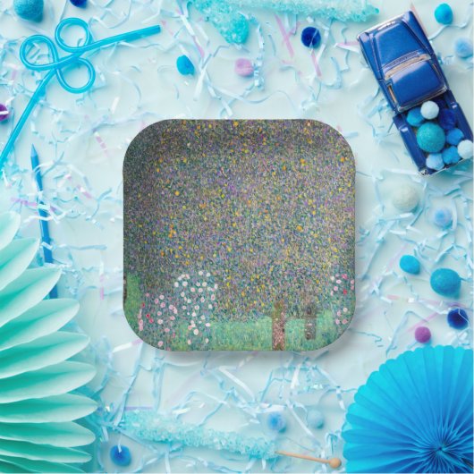 Gustav Klimt - Rosenbüsche unter den Bäumen Pappteller (Party)