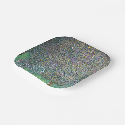 Gustav Klimt - Rosenbüsche unter den Bäumen Pappteller (Gewinkelt)