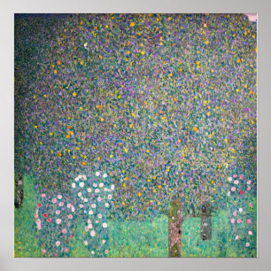 Gustav Klimt - Rosenbüsche unter den Bäumen Poster
