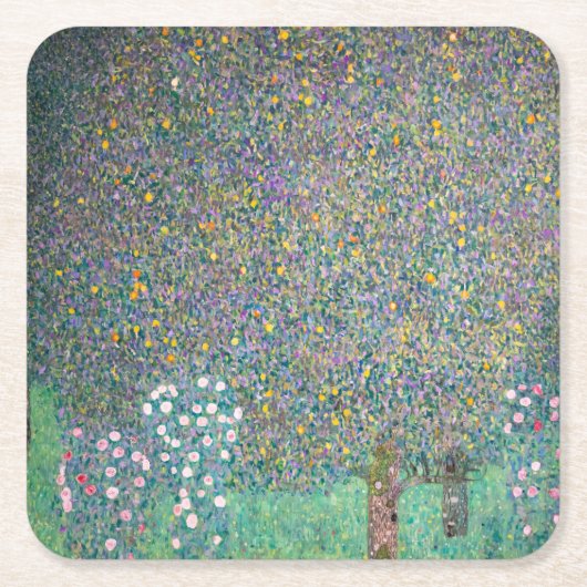 Gustav Klimt - Rosenbüsche unter den Bäumen Rechteckiger Pappuntersetzer (Vorderseite)