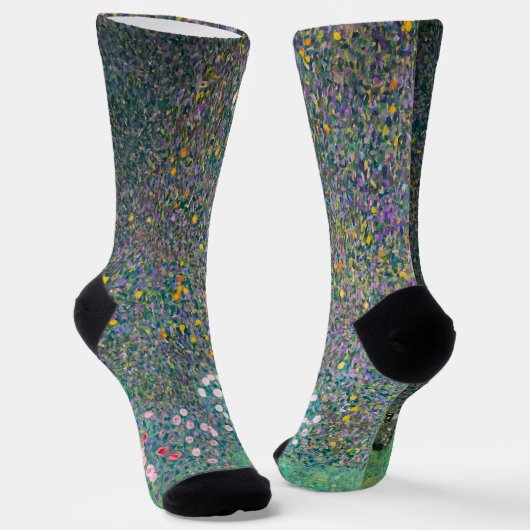 Gustav Klimt - Rosenbüsche unter den Bäumen Socken (Gewinkelt)