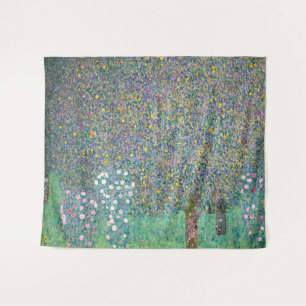 Gustav Klimt - Rosenbüsche unter den Bäumen Wandteppich