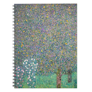 Gustav Klimt - Rosensträucher unter den Bäumen Notizblock