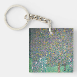 Gustav Klimt - Rosensträucher unter den Bäumen Schlüsselanhänger