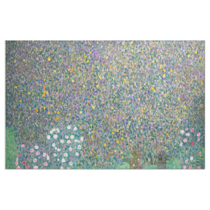 Gustav Klimt - Rosensträucher unter den Bäumen Stoff