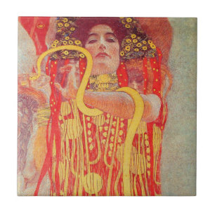 Gustav Klimt Rote Frau Goldschlange Malerei Fliese