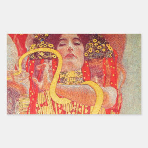Gustav Klimt Rote Frau Goldschlange Malerei Rechteckiger Aufkleber