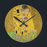 Gustav Klimt Runde Wanduhr<br><div class="desc">Der Kuss wurde von Gustav Klimt gemalt.</div>