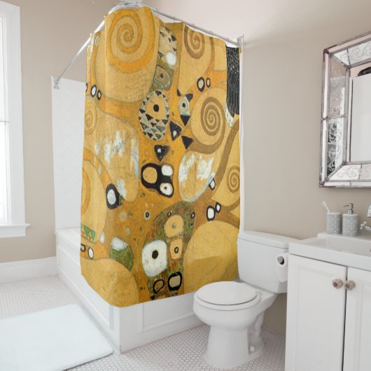 Gustav Klimt-Schüssel in einem Baum Duschvorhang (Beispiel)