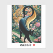 Gustav Klimt Schwarze Katze Im Blumengarten, Katze Aufkleber (Blatt)