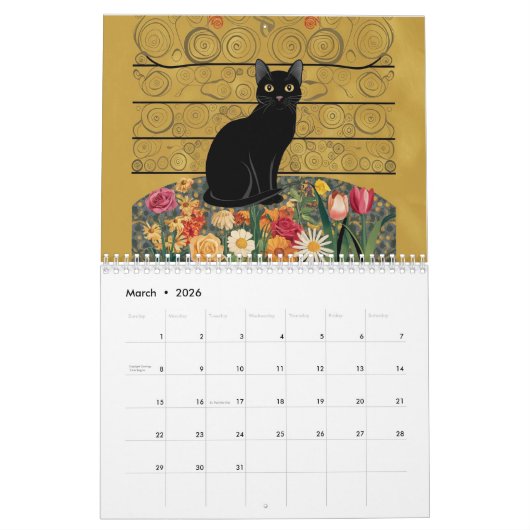 Gustav Klimt Schwarze Katze Im Blumengarten, Katze Kalender (Mär 2026)