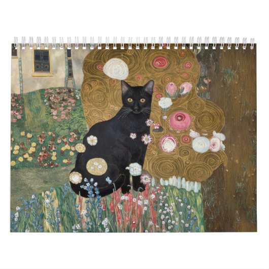 Gustav Klimt Schwarze Katze Im Blumengarten, Katze Kalender (Titelbild)