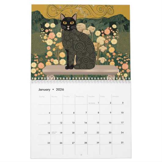 Gustav Klimt Schwarze Katze Im Blumengarten, Katze Kalender (Jan 2026)