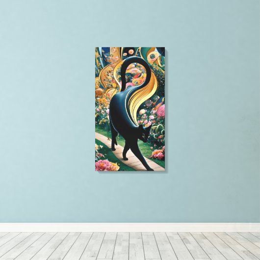 Gustav Klimt Schwarze Katze Im Blumengarten, Katze Leinwanddruck (Insitu (Holzboden))