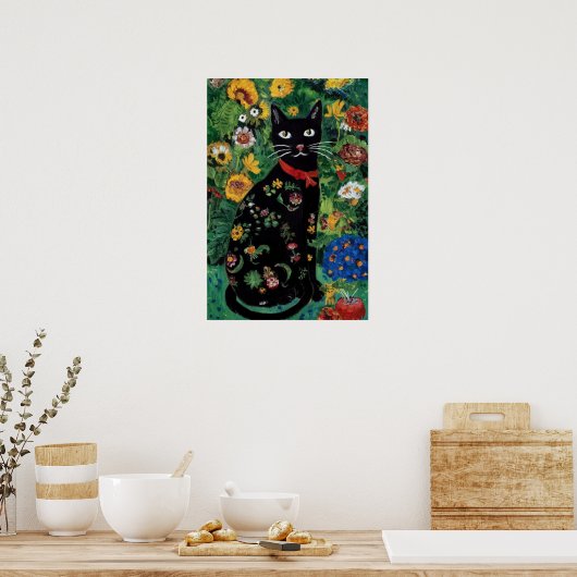 Gustav Klimt Schwarze Katze Im Blumengarten, Katze Poster (Küche)