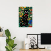 Gustav Klimt Schwarze Katze Im Blumengarten, Katze Poster (Heimbüro)