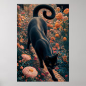 Gustav Klimt Schwarze Katze Im Blumengarten, Katze Poster (Vorne)