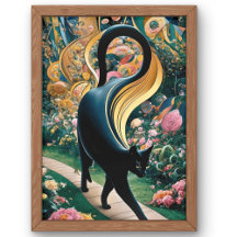 Gustav Klimt Schwarze Katze Im Blumengarten, Katze