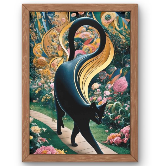 Gustav Klimt Schwarze Katze Im Blumengarten, Katze Poster