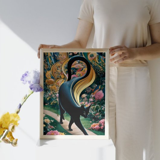 Gustav Klimt Schwarze Katze Im Blumengarten, Katze Poster