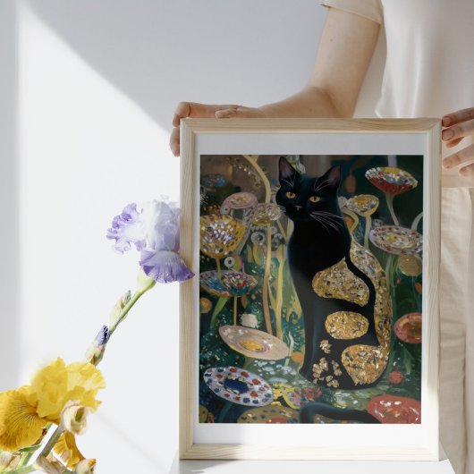 Gustav Klimt Schwarze Katze Im Blumengarten, Katze Poster