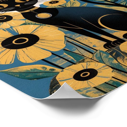 Gustav Klimt Schwarze Katze Im Blumengarten, Katze Poster (Ecke)