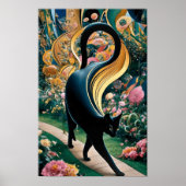 Gustav Klimt Schwarze Katze Im Blumengarten, Katze Poster (Vorne)
