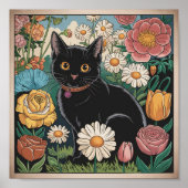 Gustav Klimt Schwarze Katze Im Blumengarten, Katze Poster (Vorne)
