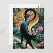 Gustav Klimt Schwarze Katze Im Blumengarten, Katze Postkarte (Vorne/Hinten)