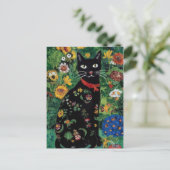Gustav Klimt Schwarze Katze Im Blumengarten, Katze Postkarte (Stehend Vorderseite)