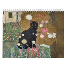 Gustav Klimt Schwarze Katze in einem Blumengarten,