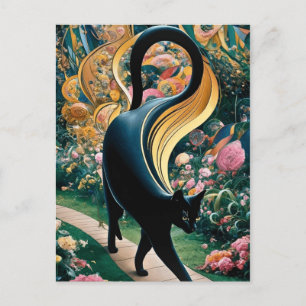 Gustav Klimt Schwarze Katze in einem Blumengarten, Postkarte