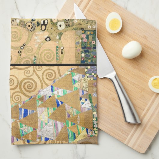Gustav Klimt - Stoclet Frieze Tree of Life Geschirrtuch (Viertel Falte)