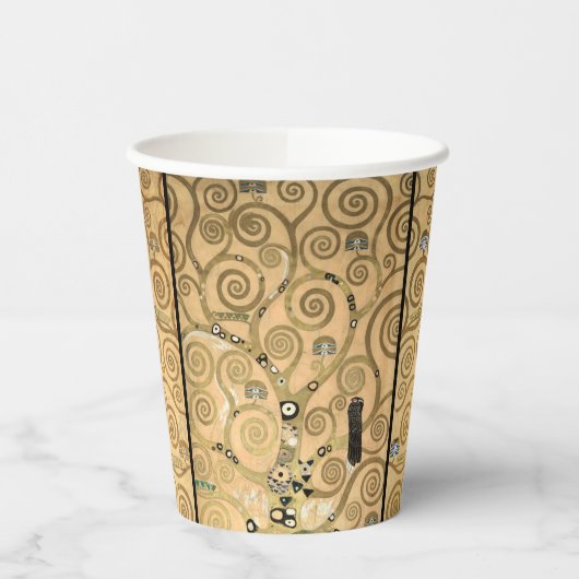 Gustav Klimt - Stoclet Frieze Tree of Life Pappbecher (Links)