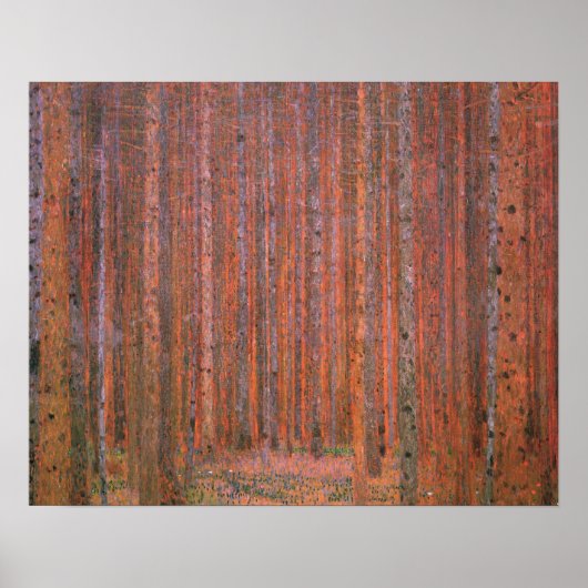 Gustav Klimt Tannenwald Rote Bäume Poster (Vorne)