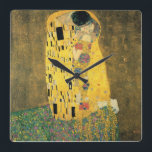 GUSTAV KLIMT - The kiss 1907 Quadratische Wanduhr<br><div class="desc">GUSTAV KLIMT - The kiss 1907
Oil and gold foil on canvas</div>