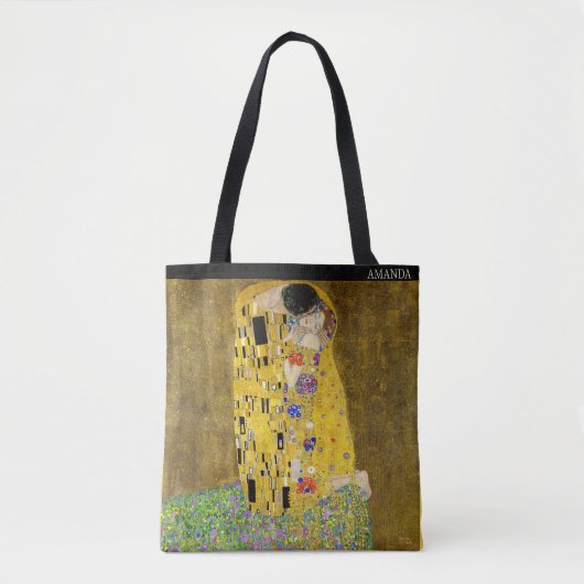 Gustav Klimt – The Kiss – Custom Text Tasche (Vorderseite)