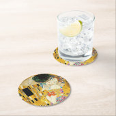 Gustav Klimt The Kiss Runder Pappuntersetzer (Vor Ort)