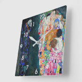 Gustav Klimt - Tod und Leben Quadratische Wanduhr (Winkel)