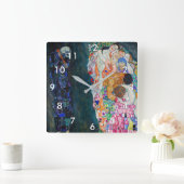 Gustav Klimt - Tod und Leben Quadratische Wanduhr (Zuhause)