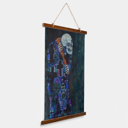 Gustav Klimt - Tod und Leben Wandteppich Mit Holzrahmen (Gewinkelt)