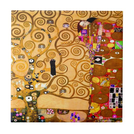 Gustav Klimt Tree of Life Fliese (Vorderseite)