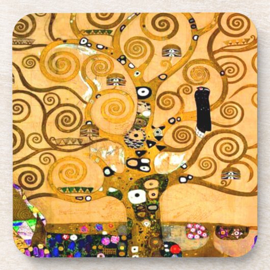Gustav Klimt Tree of Life Getränkeuntersetzer (Vorderseite)