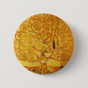 Gustav Klimt Tree of Life: Jugendstil-Symbolist Button