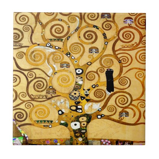 Gustav Klimt Tree of Life: Jugendstil-Symbolist Fliese (Vorderseite)