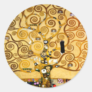 Gustav Klimt Tree of Life: Jugendstil-Symbolist Runder Aufkleber