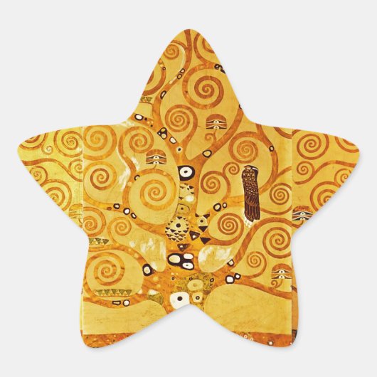 Gustav Klimt Tree of Life: Jugendstil-Symbolist Stern-Aufkleber (Vorderseite)