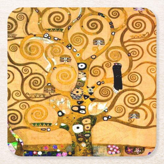 Gustav Klimt Tree of Life Rechteckiger Pappuntersetzer (Vorderseite)